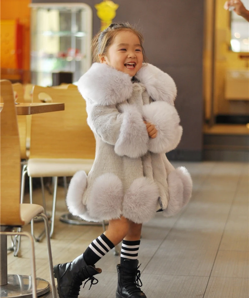 Long Sleeve Winter Wedding Faux Fur Brand Fur Coat Babies Outerwear